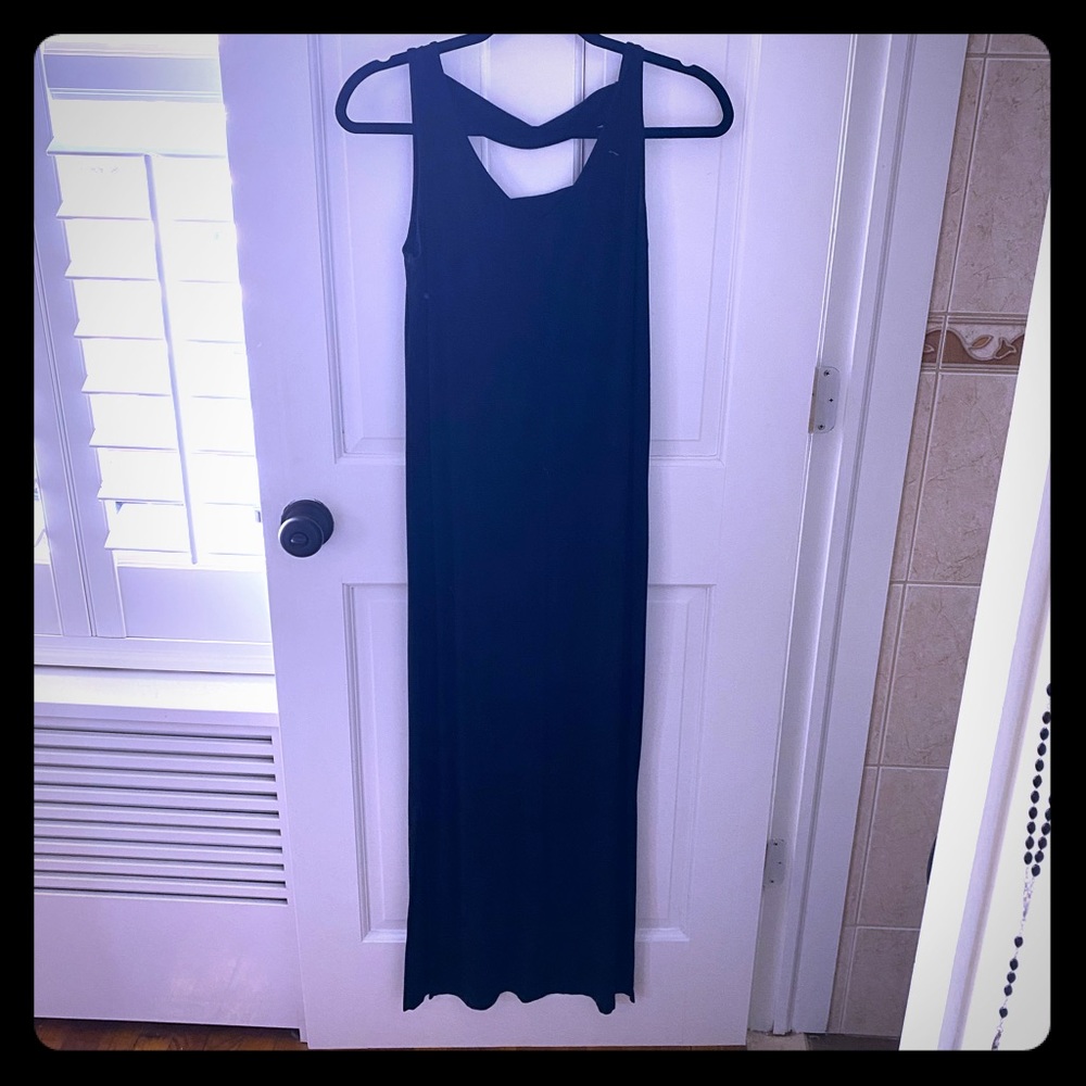 Black jersey knit maxi